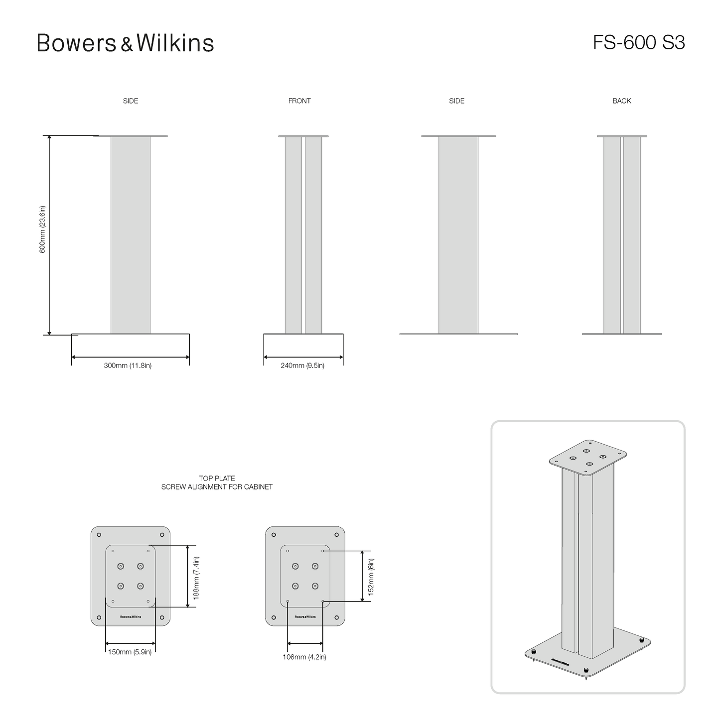 Bowers & Wilkins FS-600 S3 (ペア) スピーカースタンド